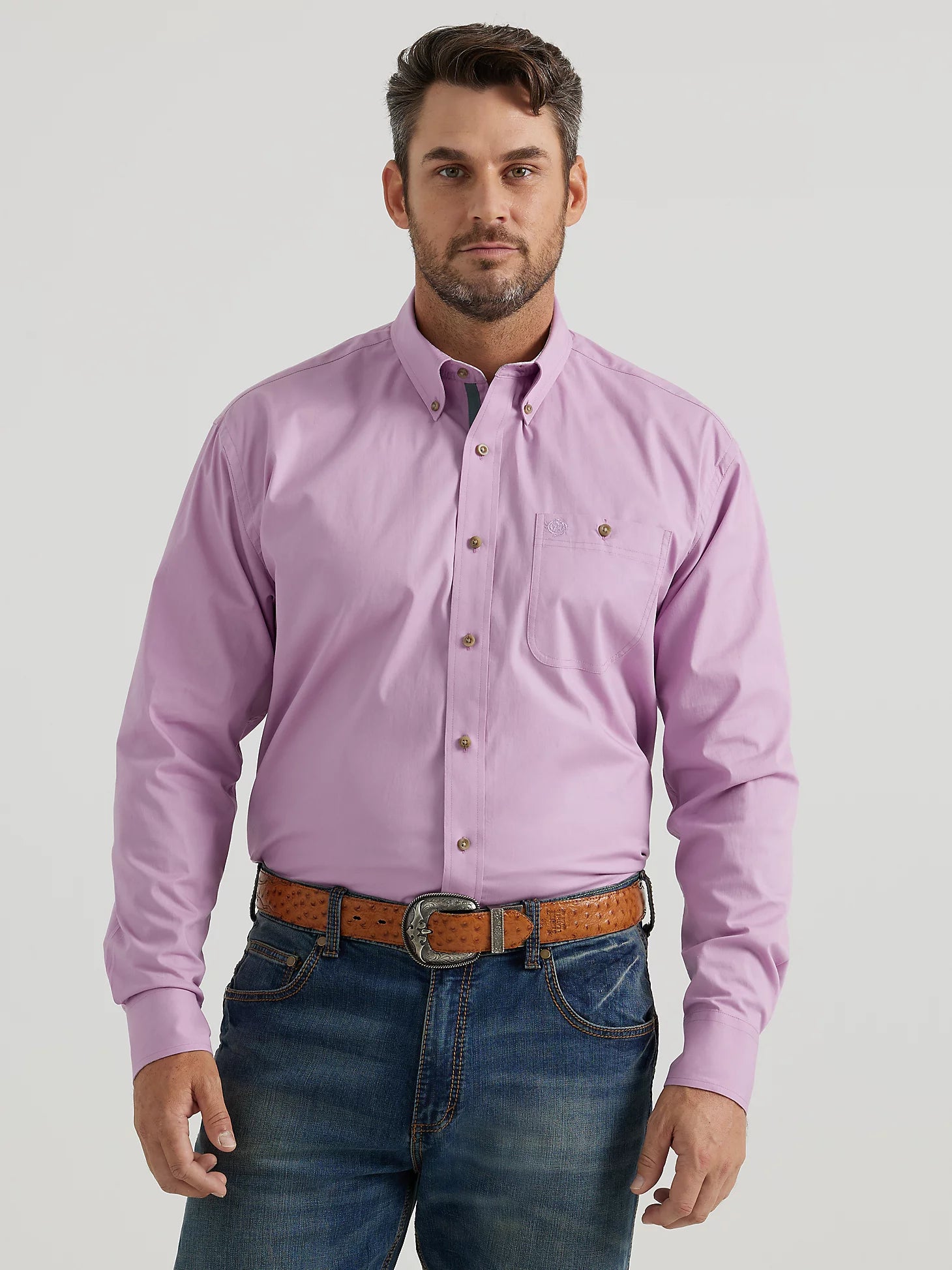 Fashionable Ease WRANGLER GEORGE STRAIT PURPLE MIST LONG SLEEVE SHIRT