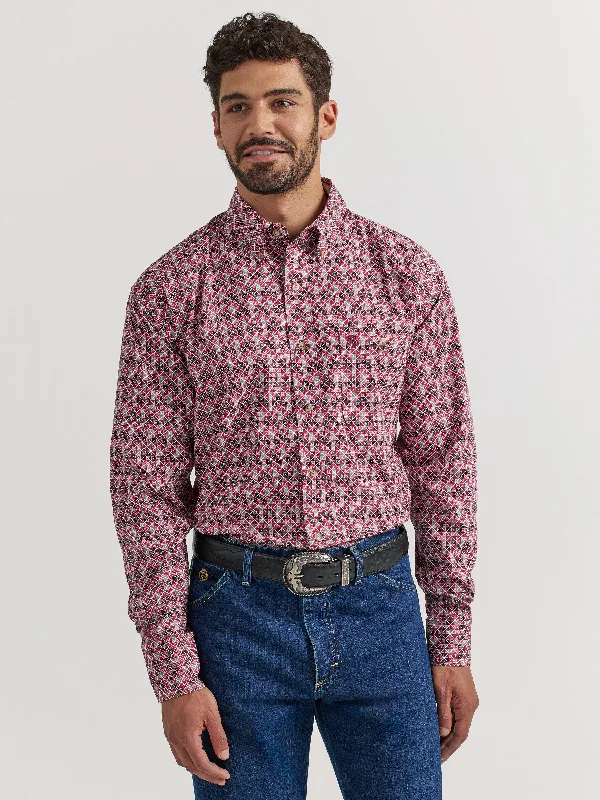 Embroidery Design WRANGLER GEORGE STRAIT RED BOXED LONG SLEEVE SHIRT