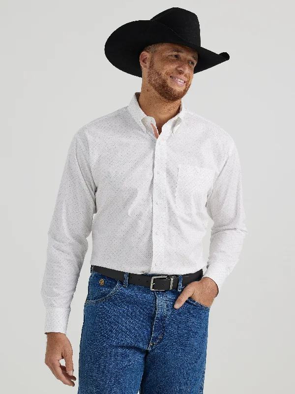 Soft Relaxation Wear WRANGLER GEORGE STRAIT WHITE TAN X LONG SLEEVE SHIRT