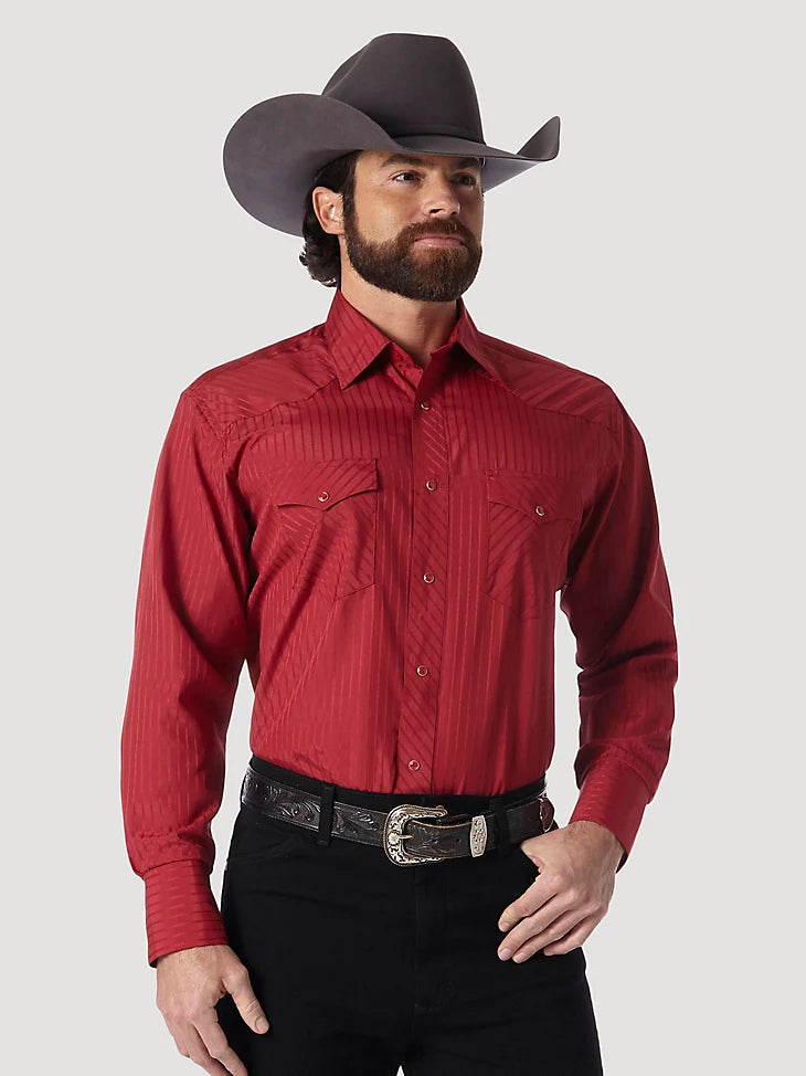 High-end Customization Wrangler Men's Red Sport Western Snap Shirt