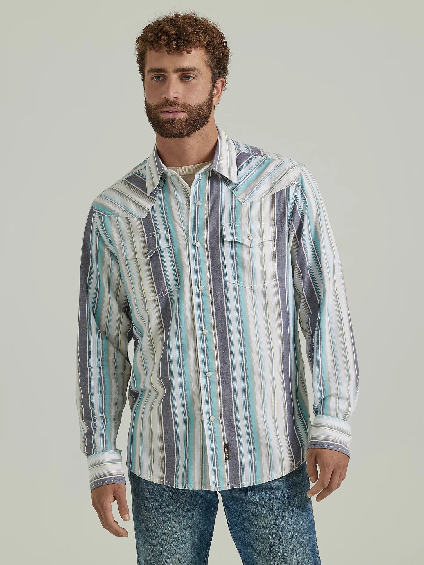 Easygoing Style WRANGLER RETRO SEAFOAM SNAP PRINT SHIRT