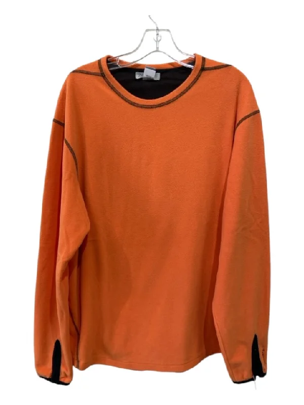 Zegna Sport Size L Orange Synthetic Solid Crew Men's Long Sleeve Shirt