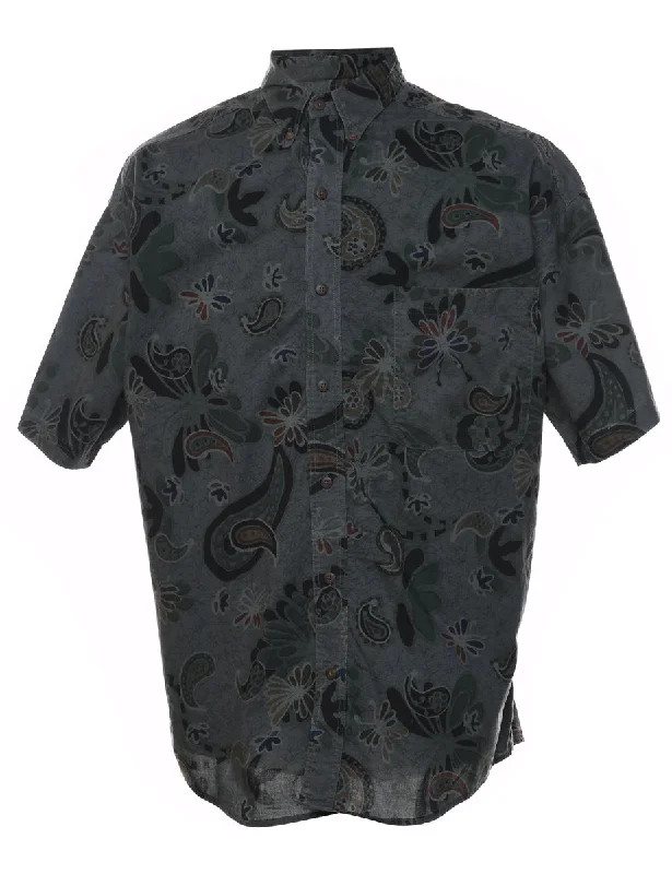 1990s Paisley Print Short Sleeved Shirt - M