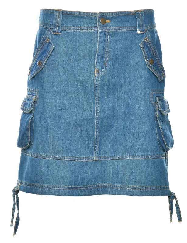 A-Line Denim Cargo Skirt - L