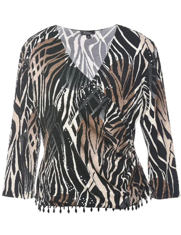 Animal Print Evening Top - L