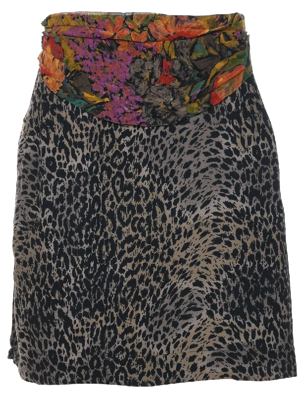 Animal Print Pencil Skirt - L