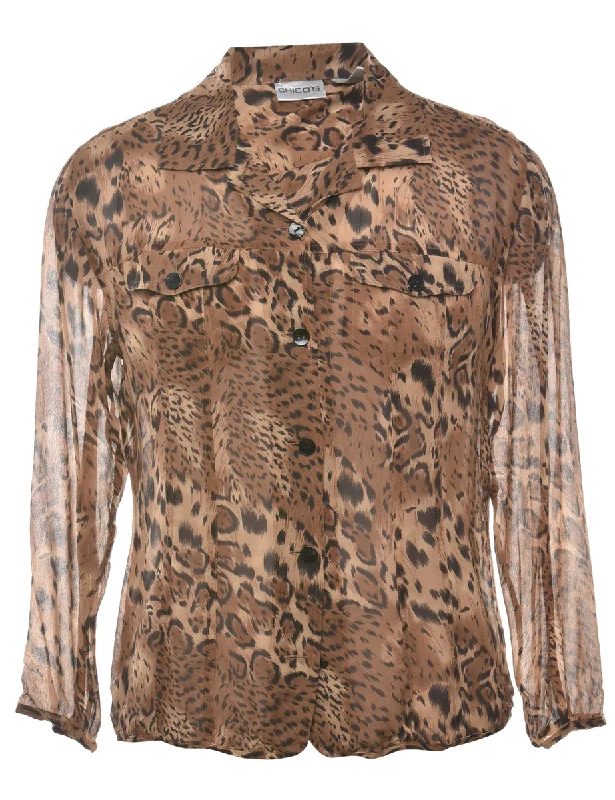 Animal Print Silk Shirt - L