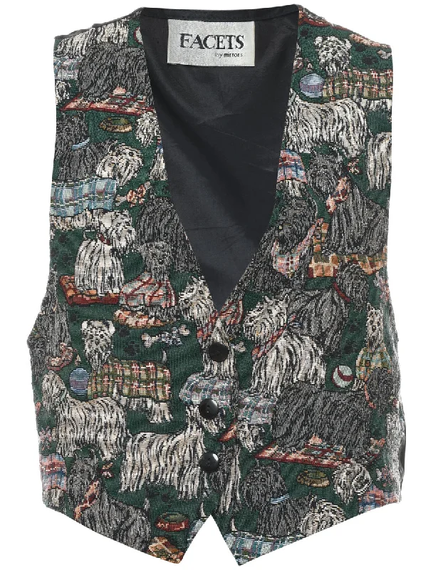 Animal Print Tapestry Waistcoat - M