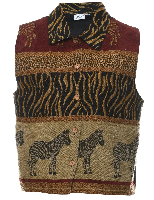 Animal Print Waistcoat - L