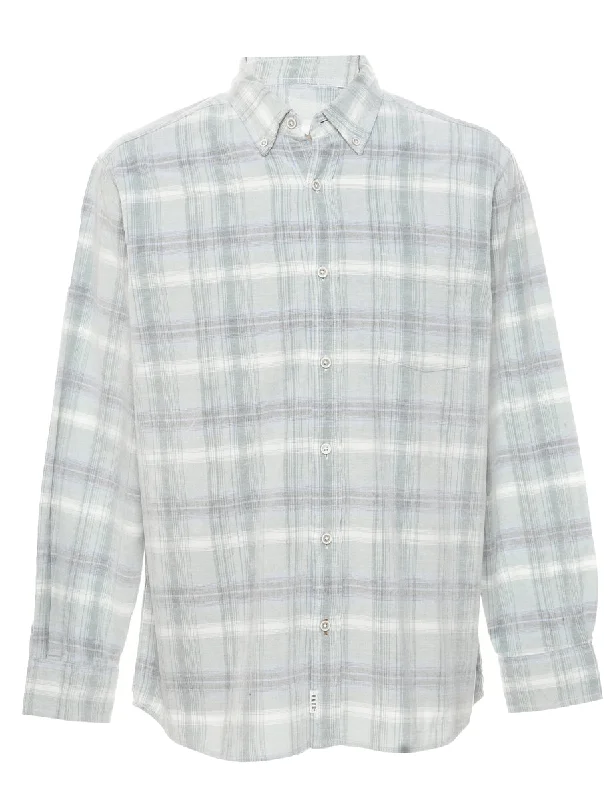 Aqua Blue Corduroy Checked Shirt - XL