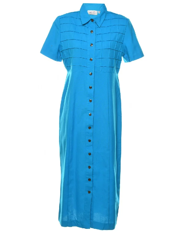 Aqua Blue Shirt Dress - M