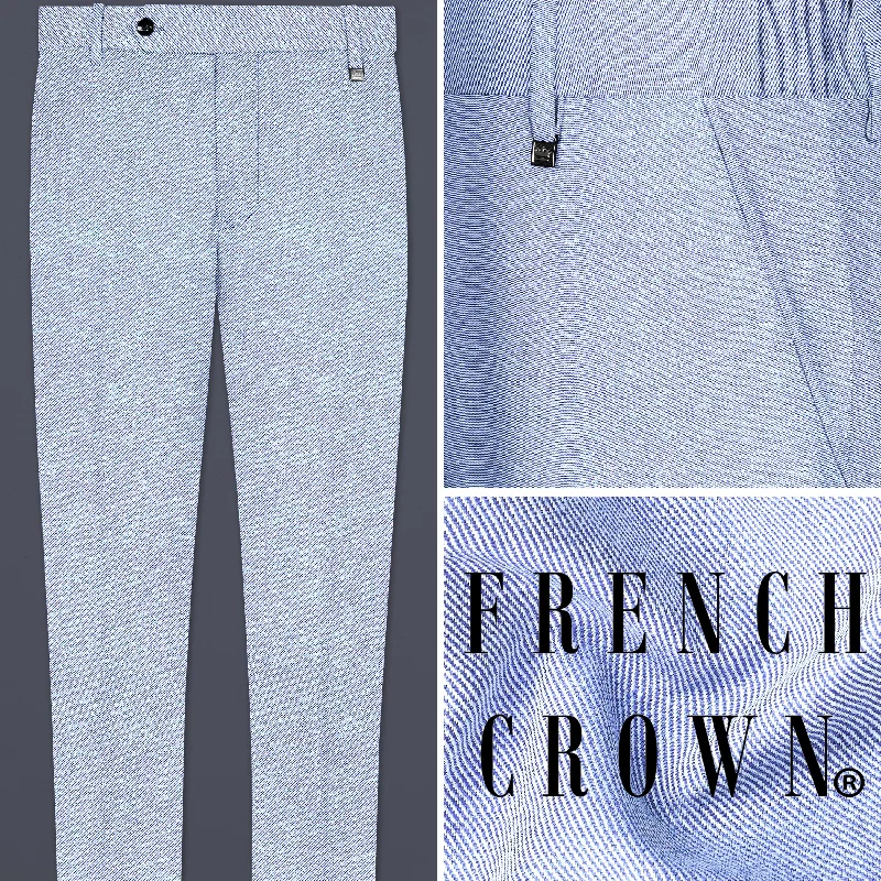 Carolina Blue Textured Cotton Stretchable Waistband Pant