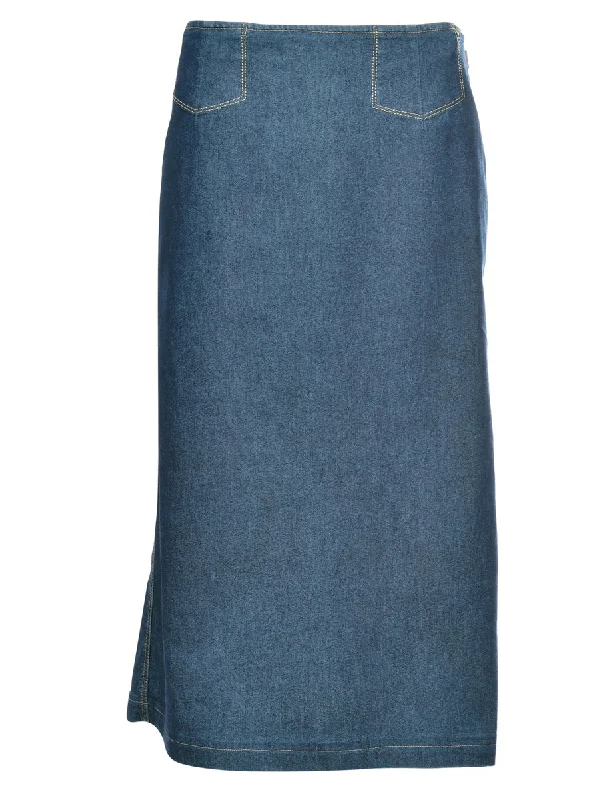 1990s Denim Maxi Skirt - M