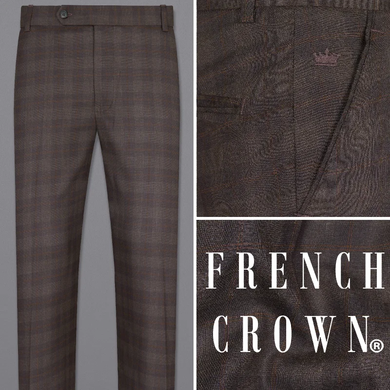 Thunder and Spice Brown Plaid Wool Rich Pant