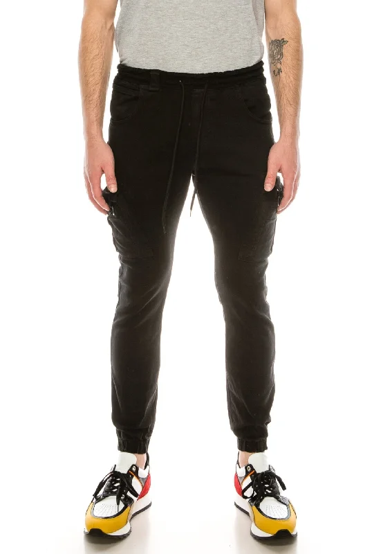Breathable Design Symmetrical Cargo Sweatpants - Black