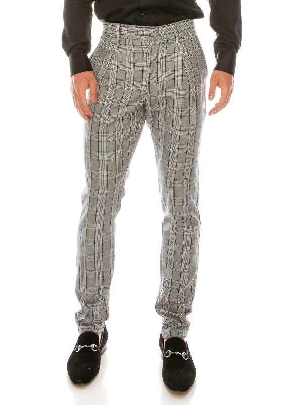 High Street Design Patterned Slim Fit Casual Trouser - Grey Red
