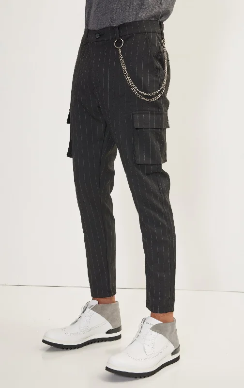 Sweet Breath Pinstriped Cargo Pants - Black Anthracite