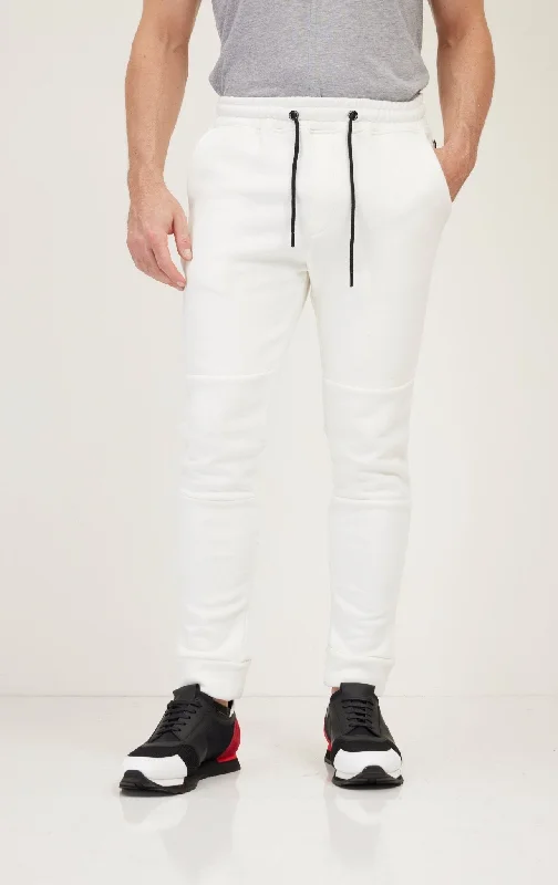 Classic Style Fitted Drawstring Sweatpants  - White