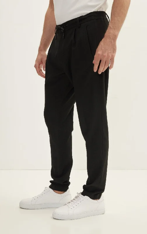 New Design Waffle Stretch Beach Day Pants - Black
