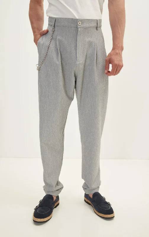 Retro Design Waffle Stretch Beach Day Pants - Grey