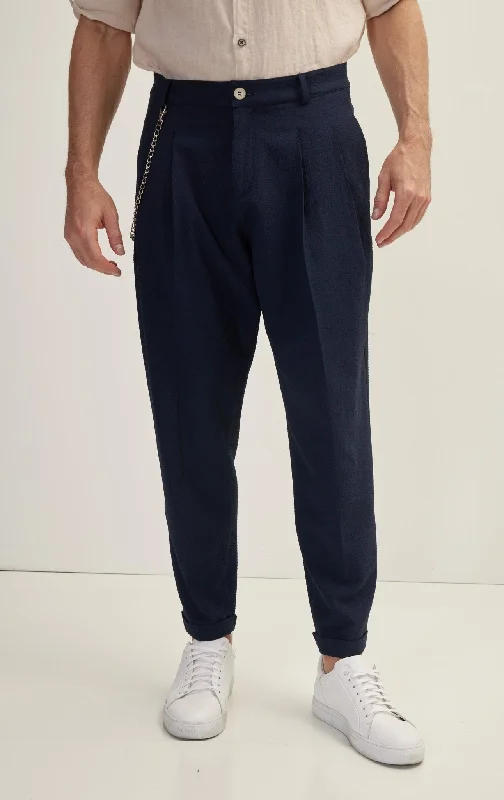 Cool Style Waffle Stretch Beach Day Pants - Navy