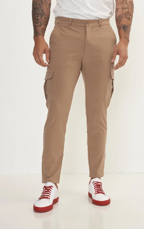 Warm And Comfortable Tapered No-Wrinkle Utility Pants - Camel