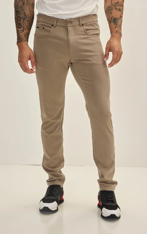 Perfect Tailoring Lightweight Fitted Casual Pants - Sand
