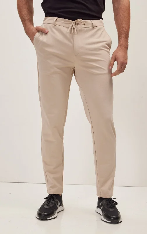 High-quality Fabrics Fitted Casual Everyday Pants - Beige
