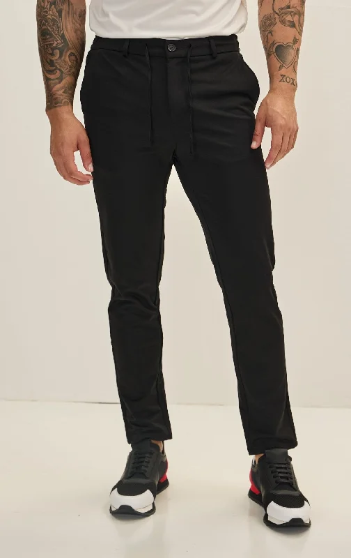 Single-shoulder Neck Design Fitted Casual Everyday Pants - Black