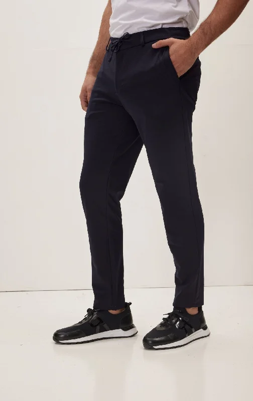 Noble Temperament Fitted Casual Everyday Pants - Navy