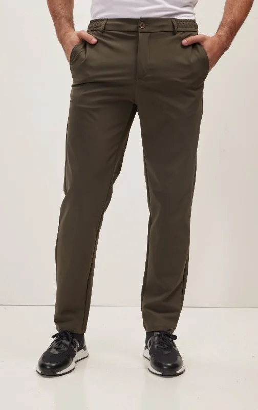 Creative Prints Wrinkle Free Tapered Travel Pants - Khaki