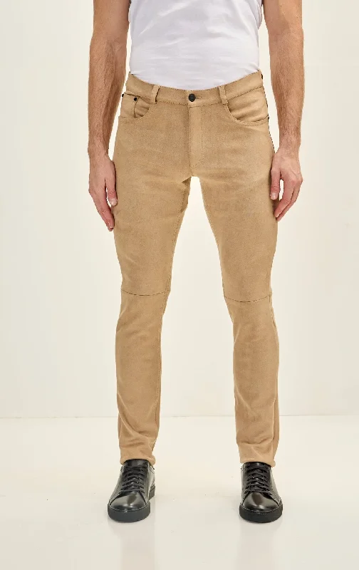 Versatile Items Men's Slim Tapered Microsuede Pants - Stone