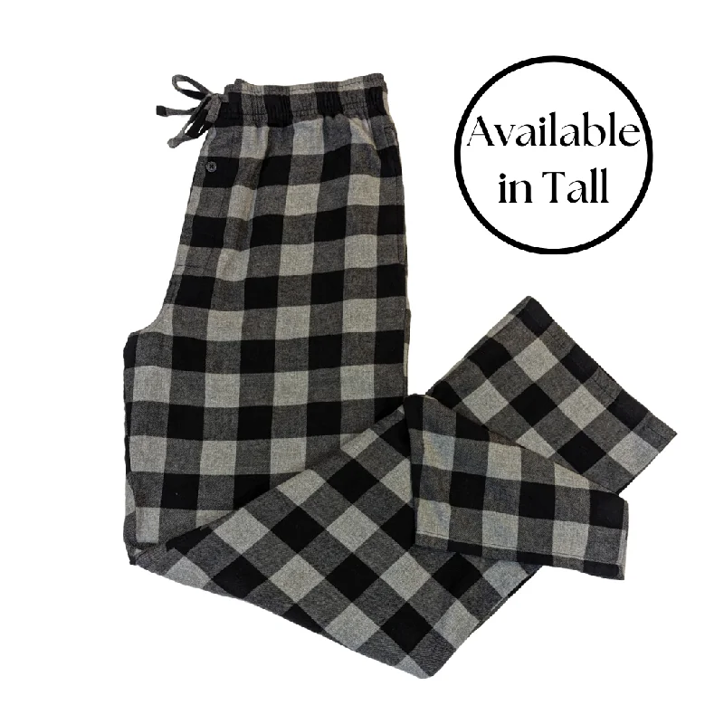 Casual And Casual Mens Flannel Lounge Pant / Black & Grey /  Buffalo Check