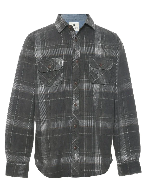 Comfy Pants Dark Grey Corduroy Checked Shirt - S