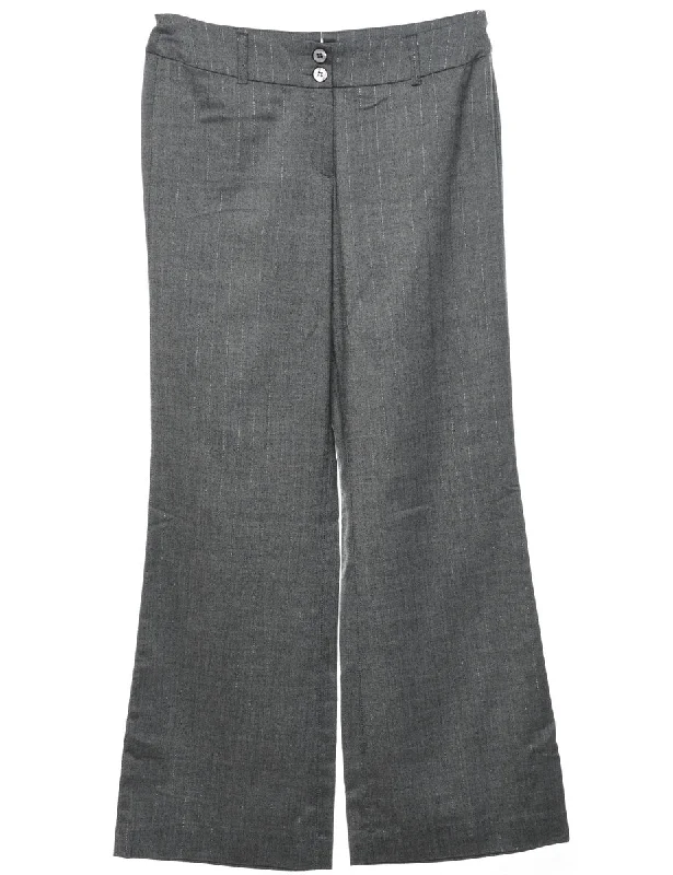 Cozy Lounge Wear Dark Grey Striped Trousers - W30 L30