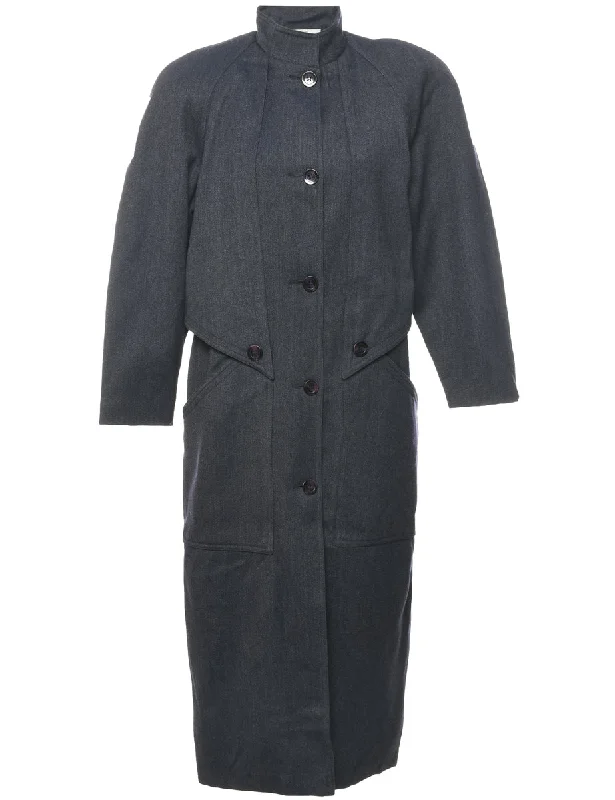 Fashionable Comfort Dark Grey Wool Coat - L