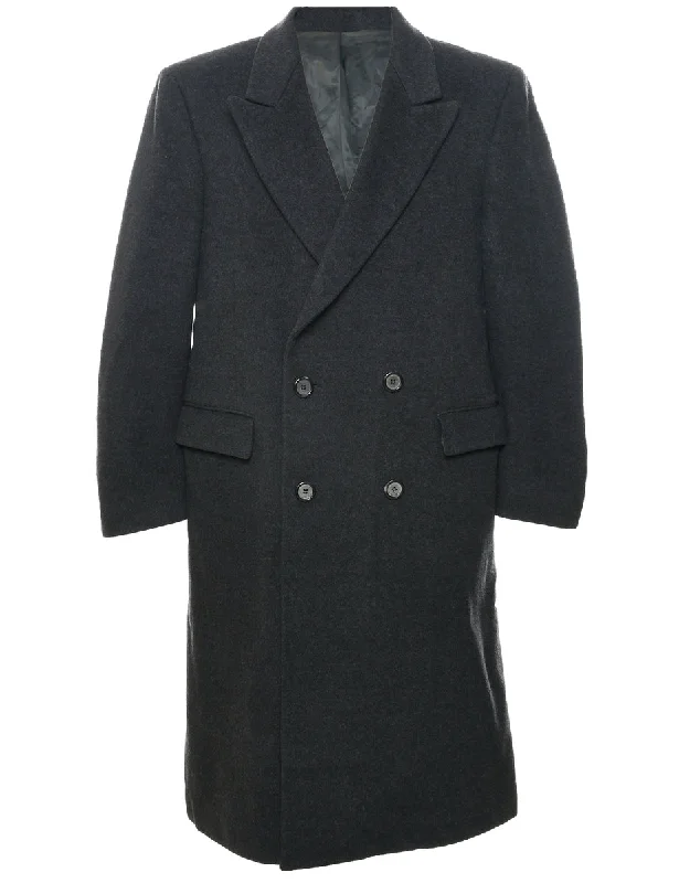 Soft Fabric Looks Dark Grey Wool Coat - XL
