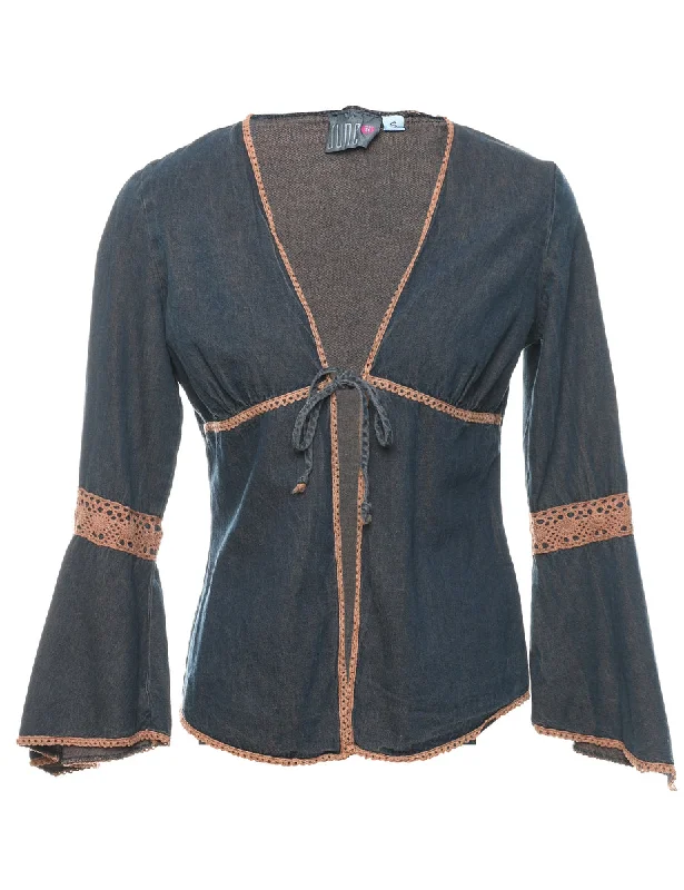 Everyday Chic Dark Wash 1990s Bell Sleeve Blouse - S