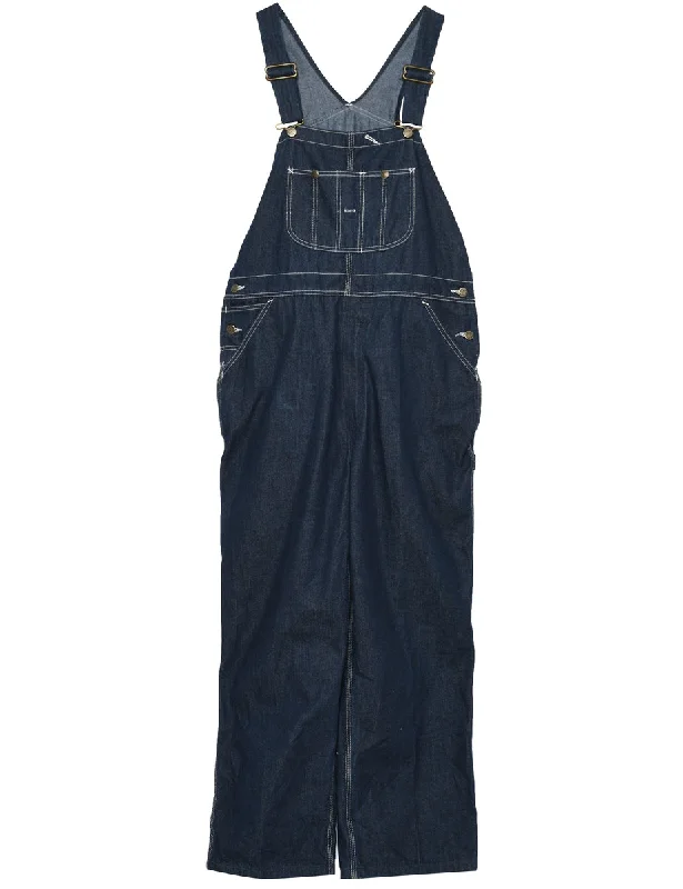 Knitted Design Dark Wash Dungarees - W40 L29