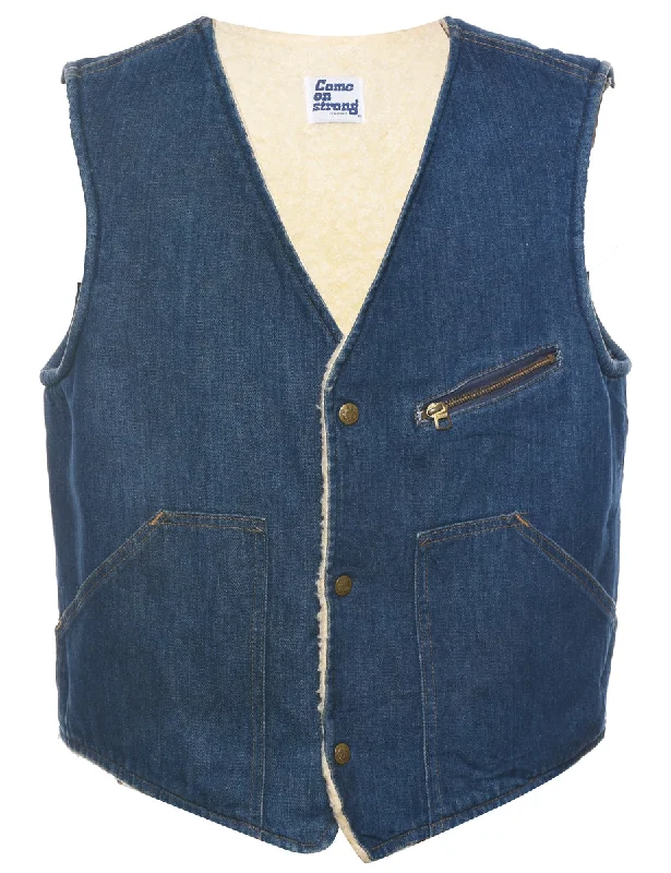 End Of The Year Dark Wash Shearling Denim Jacket - L