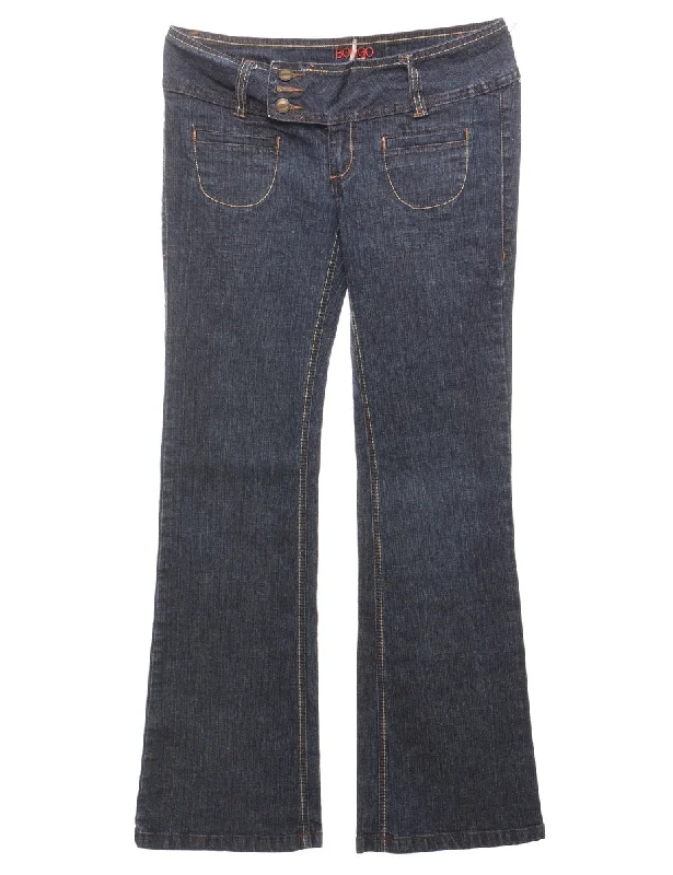 French Retro Dark Wash Y2K Flared Low-Rise Jeans - W31 L33