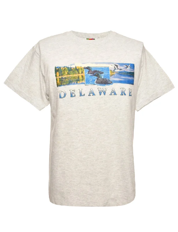 College Style Delaware Printed T-shirt - XL