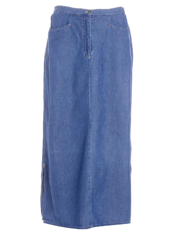 Sports Fashion Denim Midi Skirt