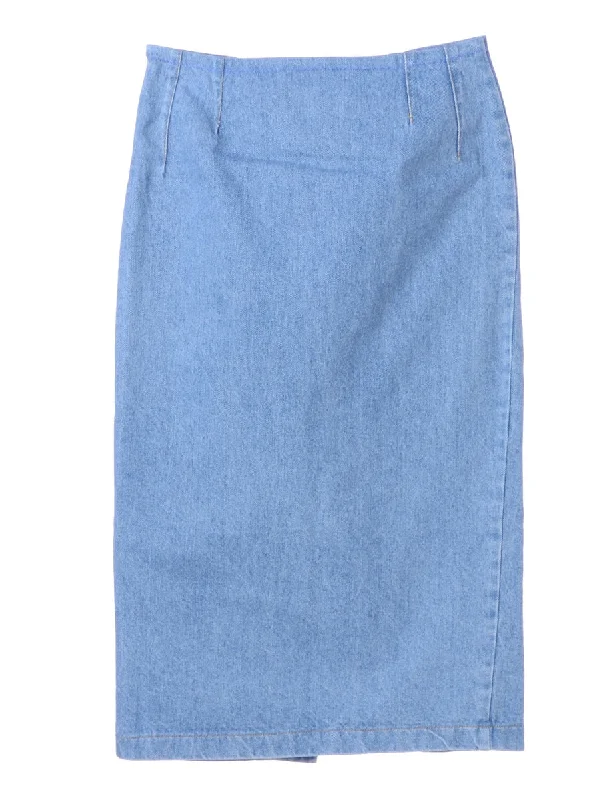 French Style Denim Midi Skirt