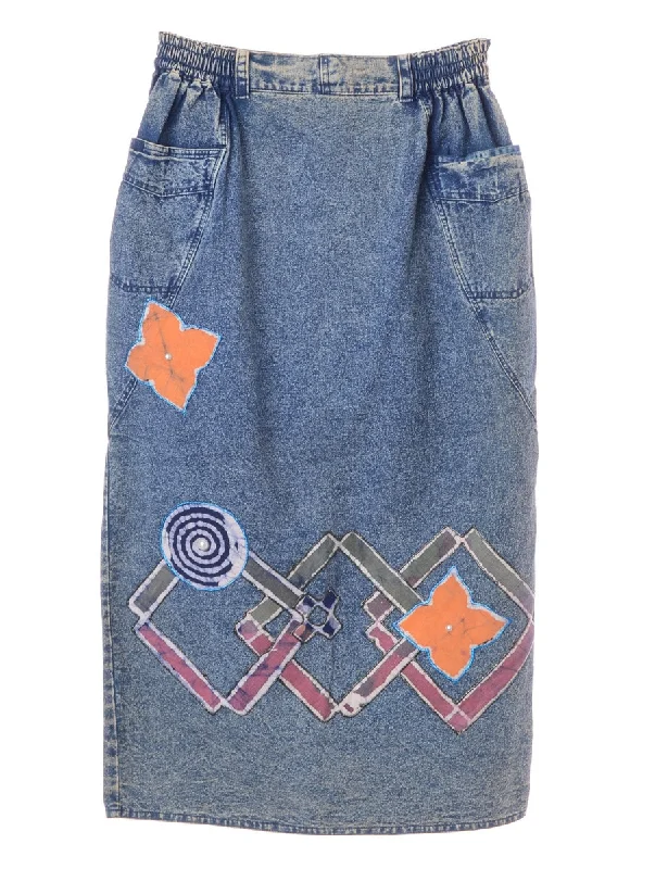Avant-garde Design Denim Midi Skirt