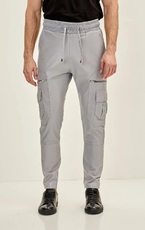 Girl Style Men's Genuine Leather Destination Joggers - Grey