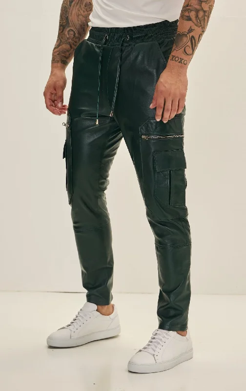 Smart Comfort Wear Men's Genuine Leather Destination Joggers - Green