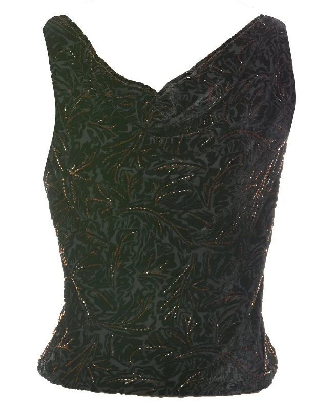High Street Fashion Devore Design Beaded Party Top - S