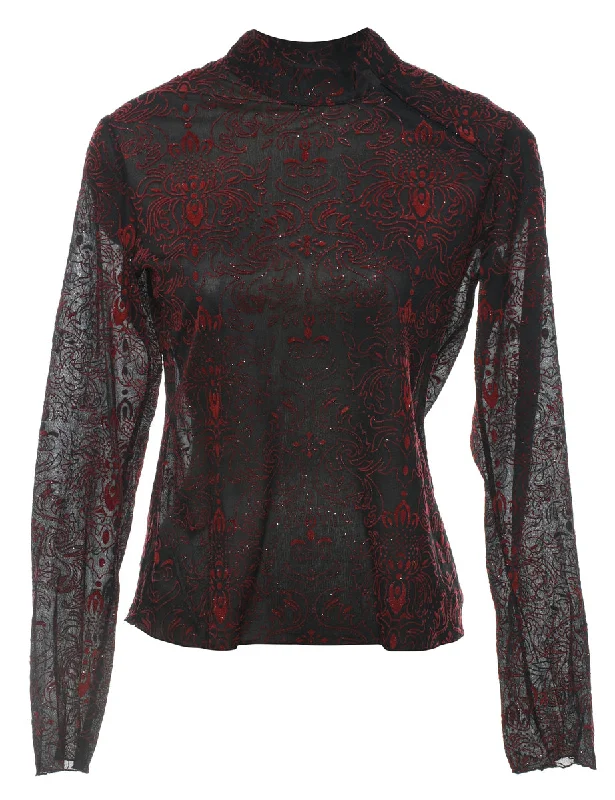 American Style Devore Design Floral Evening Top - M