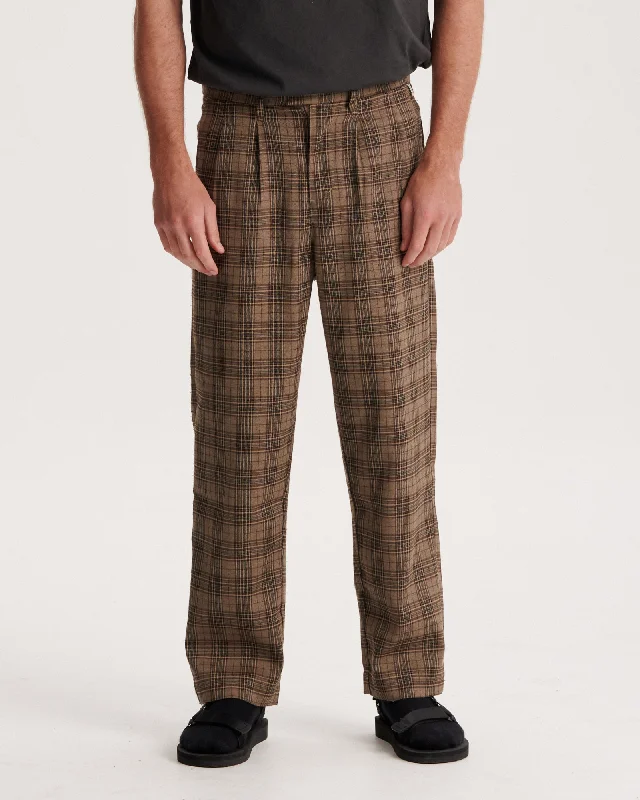 Warm Winter Series Harro Check Pleat Pant - Brown